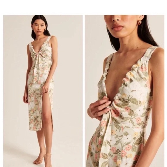 Abercrombie & Fitch Dresses & Skirts - Abercrombie & Fitch Cream Floral Midi Dress